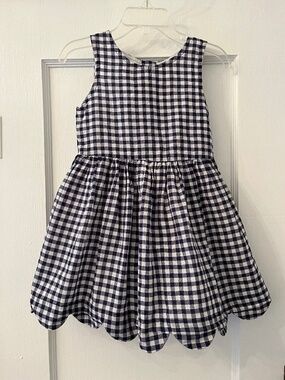 Gingham Sundress, Cat & Jack 2T, Navy with scalloped edges